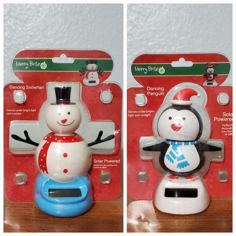 Merry Brite Dancing Snowman and Penguin Set. NWT